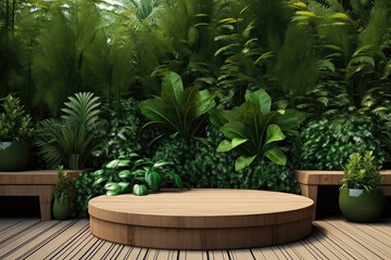 an outdoor garden is covered with plants with an open planter in the middle of it 3d rendering green, ai generated.
