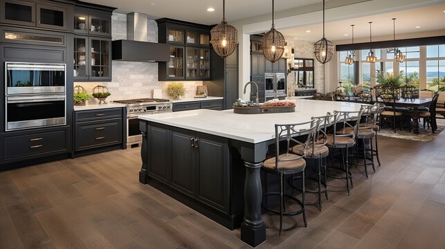 3d rendering nice contemporary style modern kitchen generative AI