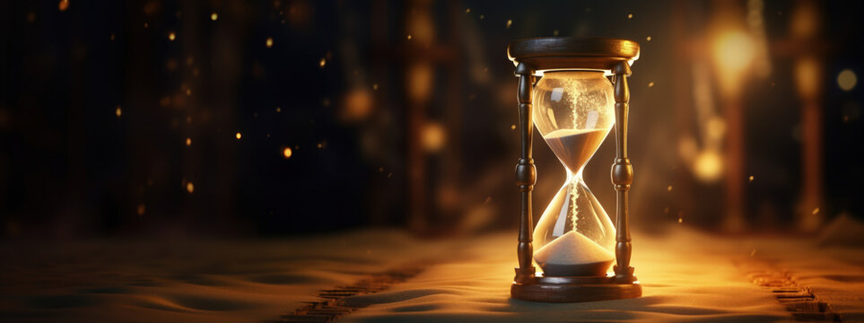 Sand hourglass flowing background. Generative ai.