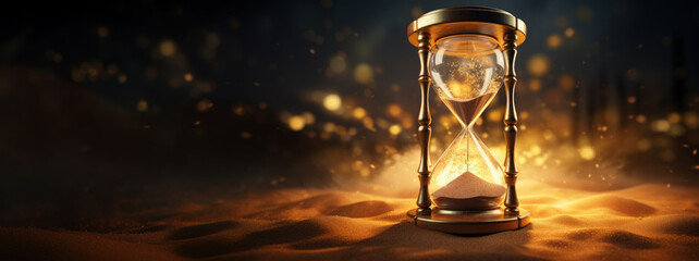 Sand hourglass flowing background. Generative ai.