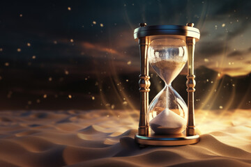 Sand hourglass flowing background. Generative ai.