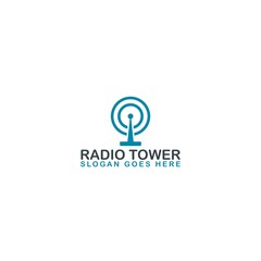 Radio Signal Tower logo design template isolated on white background