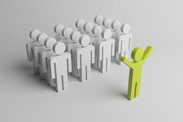 Different person in a crowd. Unique individuality concept