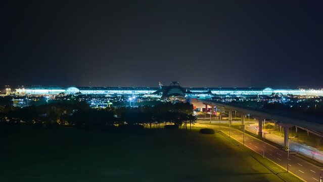 Incheon International Airport (ICN) at night, timelapse
