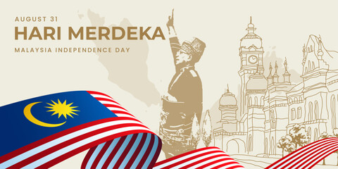 31 August, Malaysia Independent Day, artwork, print, social media banner post, vector illustration (Vector) - Powered by Adobe