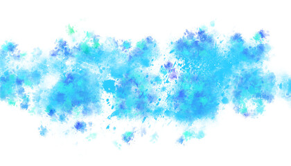Blue watercolor elements painted on white background.