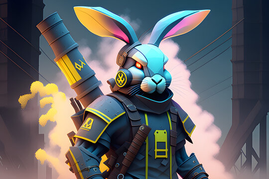 A cool rabbit warrior.
Generative AI