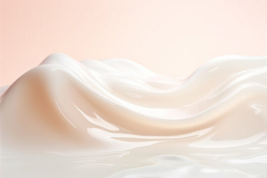 Moisturizer flowing on light background, splash of hydrating face cream for skin rejuvenation