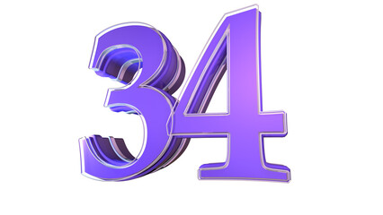 Purple  design 3d number 34