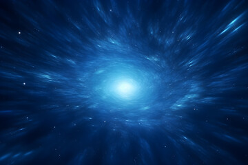 Fototapeta premium 3d blue fractal background with stars and light swirl, AI generate