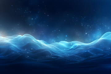 Fototapeta na wymiar night sky with stars blue waves abstract background, AI generate