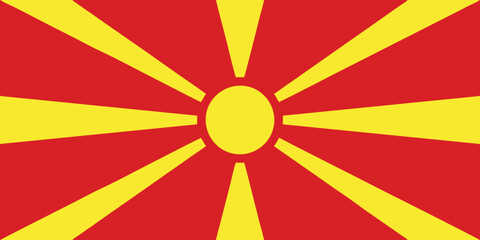 North Macedonian flag of North Macedonia - isolated vector illustration - obrazy, fototapety, plakaty
