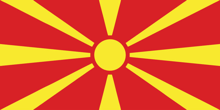 North Macedonian flag of North Macedonia - isolated vector illustration