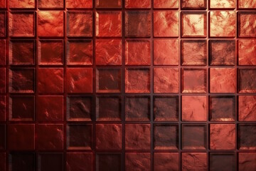 3D Render of Polished Red Patina Tile Wallpaper with Rectangular Blocks for a Stunning Wall Background