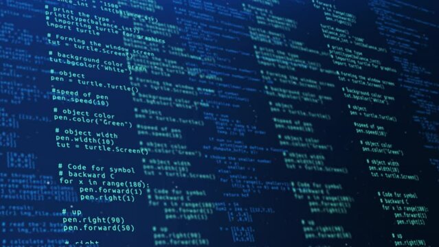 4K 3d program code moved virtual space. Data flow animation. IT, software development hacking . encrypted security code. bitcoin btc mining virtual cyber space. Programming code hacking concept.