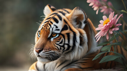 Cute tiger cub illustration  in the zoo