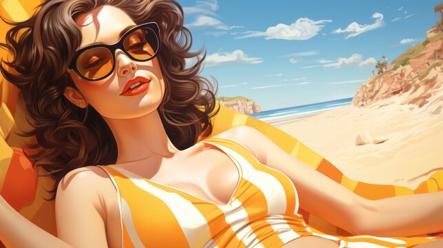 Beautiful woman enjoying beach
