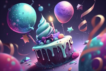 Colorful Birthday Party Wallpaper, Ideal for Greeting Cards and Invitations, Create a Festive Atmosphere