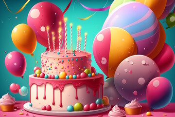 Colorful Birthday Party Wallpaper, Ideal for Greeting Cards and Invitations, Create a Festive Atmosphere