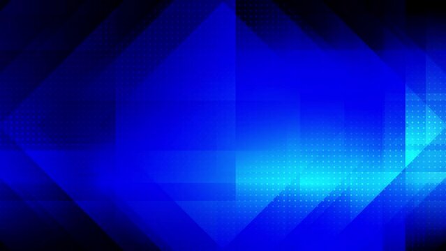 Abstract creative motion geometric shape square triangle and dot on gradient blue glow light background. Video animation Ultra HD 4k footage.