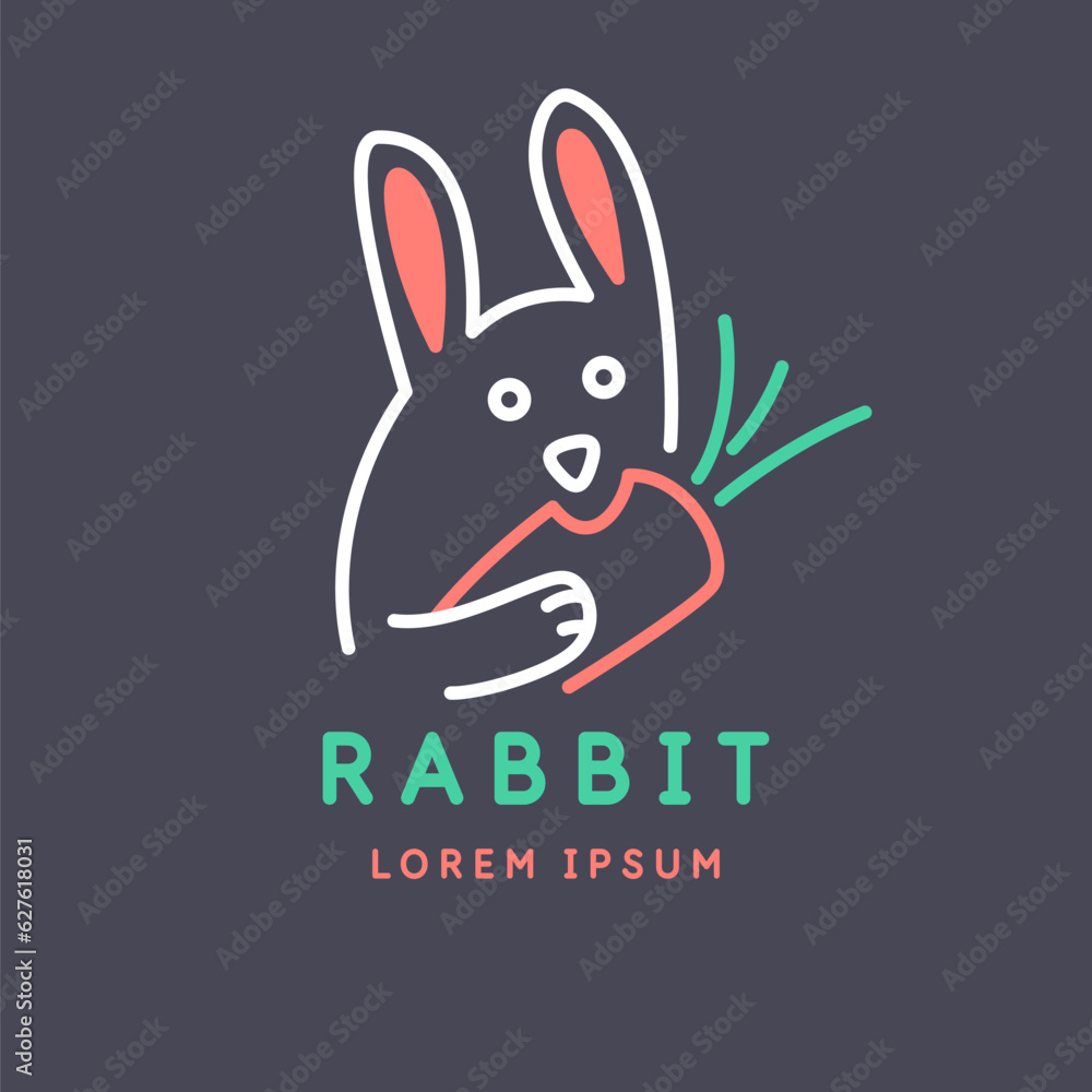 Poster minimalistic and stylish rabbit emblem. modern graphics. vector illustration in a simple style.
