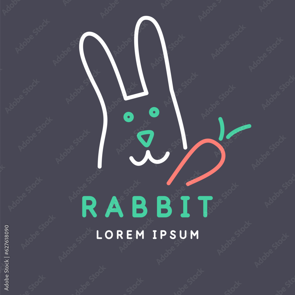 Poster minimalistic and stylish rabbit emblem. modern graphics. vector illustration in a simple style.