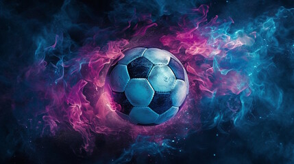 Fototapeta premium Energetic Football in Motion, Premium Sporting Equipment for Football Enthusiasts