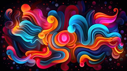 Whimsical Paper Cutouts abstract background. Futuristic neon illustration art. Generative AI