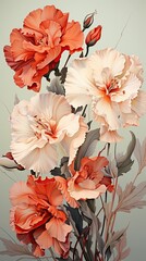 Gladiolus flower illustration. Floral vintage greeting card background. Generative AI