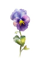 Pansy flower isolated on white background. Beautiful blooming plant. Generative AI