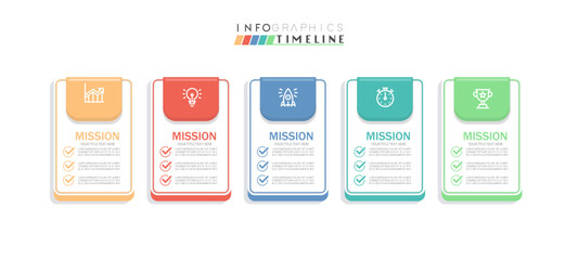 Infographic design template. timeline with icons and 5 options or steps. Can be used for process, presentations, layout, banner, web design vector illustration.
