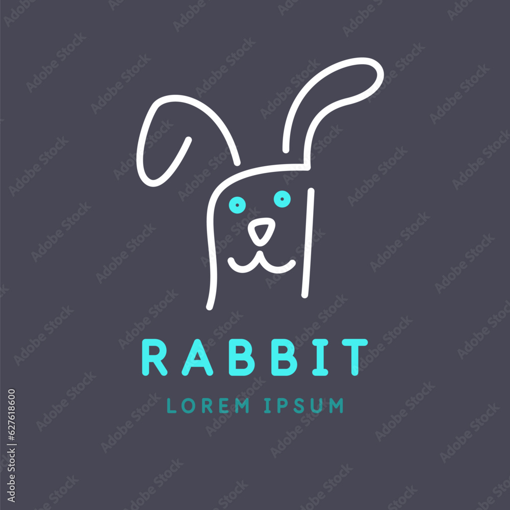 Poster minimalistic and stylish rabbit emblem. modern graphics. vector illustration with text in a fashiona