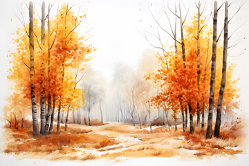 Obraz na płótnie Canvas Watercolor painting of autumn tree