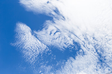 White cloud on clear blue sky background, weather and season background, nature concept