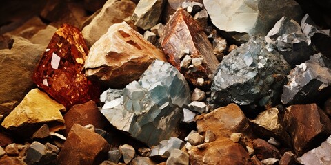 A small pile of minerals extracted in a rare earth mine - obrazy, fototapety, plakaty