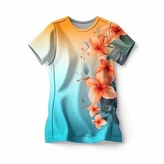 Tunic fashion clothing with colorful pattern isolated on white background. Generative AI