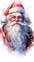 Watercolor art of Joyful Santa Claus character illustration. Christmas and New year holiday painting. Generative AI