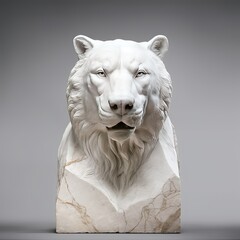 Portrait of White bear animal in marble sculpture style. Ancient statue of animal. Generative AI