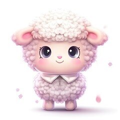 Portrait of Sheep cartoon animal. Cute style character avatar. Generative AI