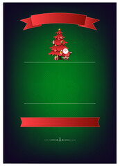 Christmas party invitation poster template with christmas tree, gift and santa claus. Vector illustration Eps 10.