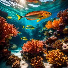 Fototapeta na wymiar Whispers of the Deep: An AI's Dive into Marine Life