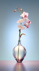 Orchid flower in elegant vase. Minimalism design with beautiful flower. Generative AI