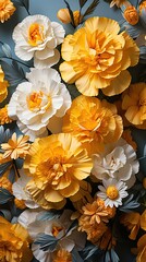 Marigold flowers illustration. Floral background. Generative AI