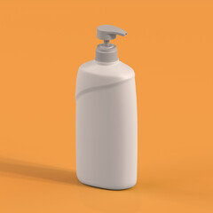 Monochrome Bottle on Orange Background, 3d Rendering