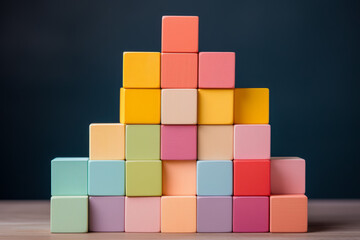 Arrangement of colorful geometric blocks. Generative AI.
