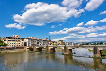 Fototapeta na wymiar Florence, Italy - June 28, 2023: Florence, Italy on the Arno River