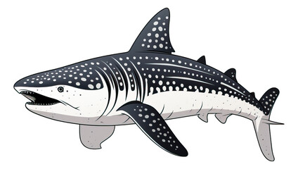 Illustration of whale shark cartoon isolated.