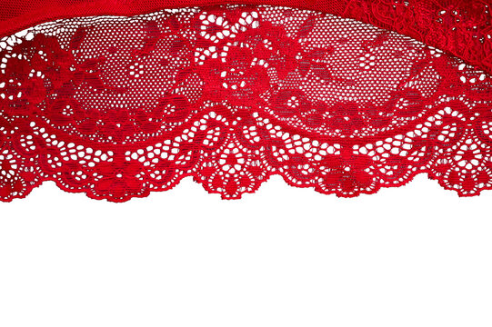 Decorative Red Lace On Insulated White Background Stock Photo, Picture and  Royalty Free Image. Image 9053189.