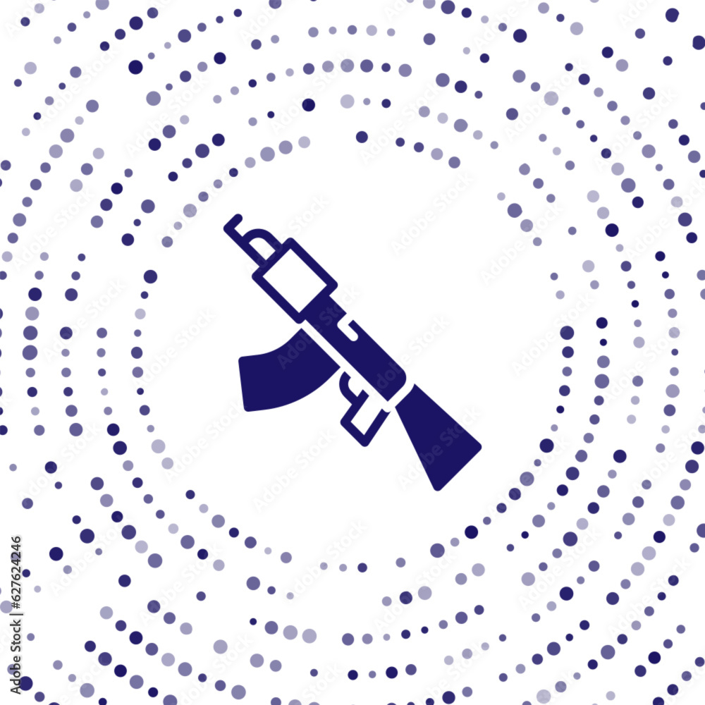 Poster blue submachine gun icon isolated on white background. kalashnikov or ak47. abstract circle random d