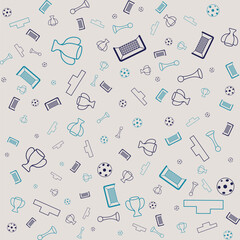 Different football silhouettes seamless pattern. Vector background.